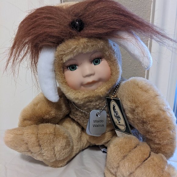 Geppeddo Cuddle Kids "Waldo Walrus" 9" Precious Porcelain Face Plush Doll w/COA - Picture 11 of 12